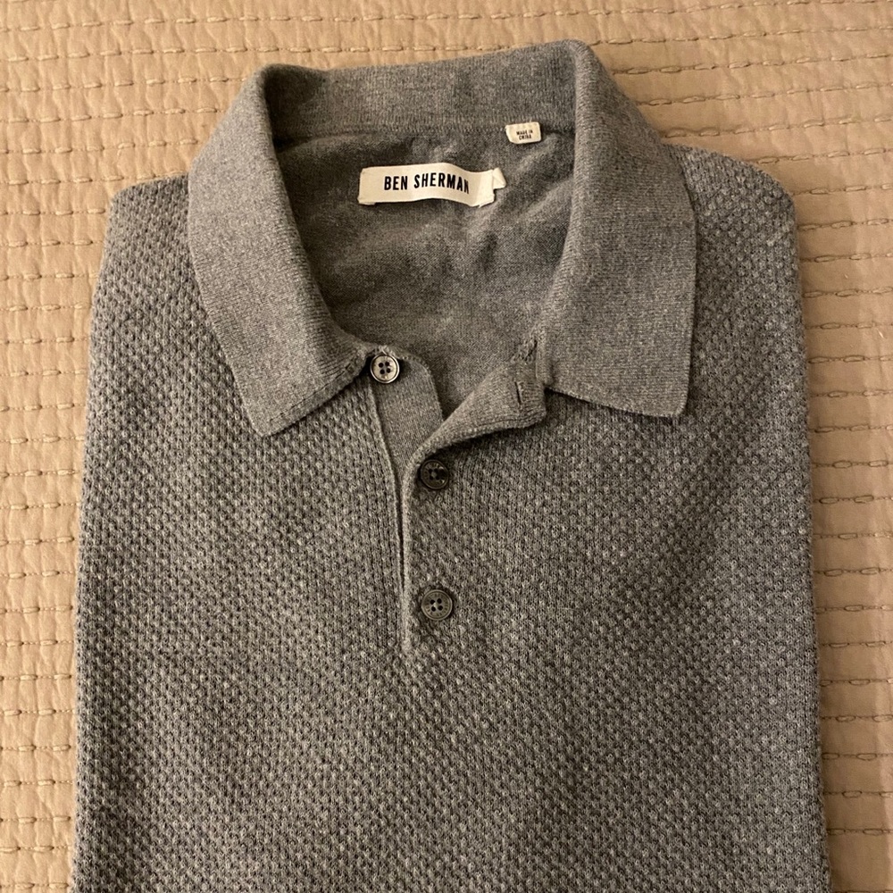 Men’s Grey Ben Sherman Knit Polo